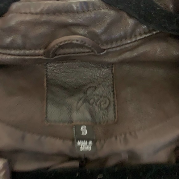 JOIE Brown Genuine Leather Hooded Bomber Jacket - Picture 10 of 11